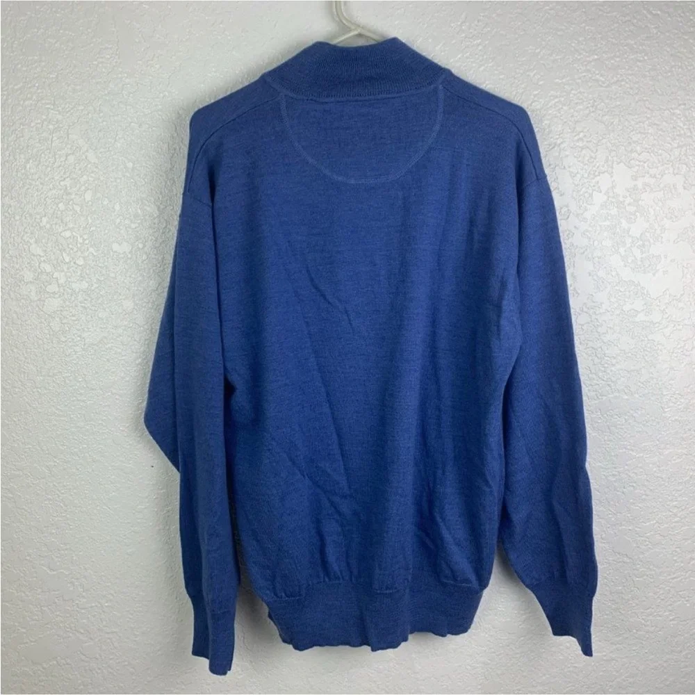 Orvis Men's Large Royal Blue 1/4 Zip Cotton Pullover Sweater